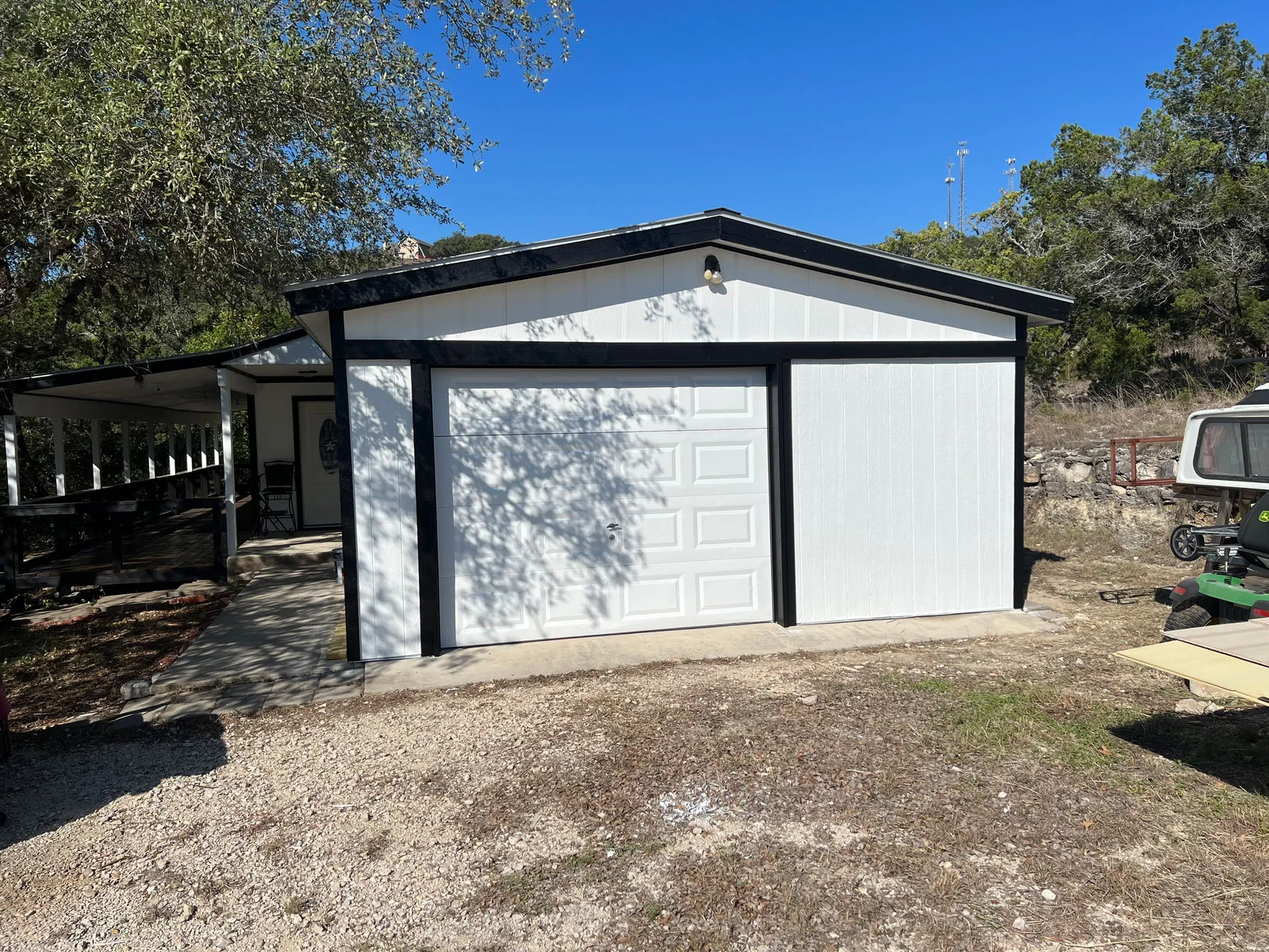 Finished custom metal garage by RN Construction