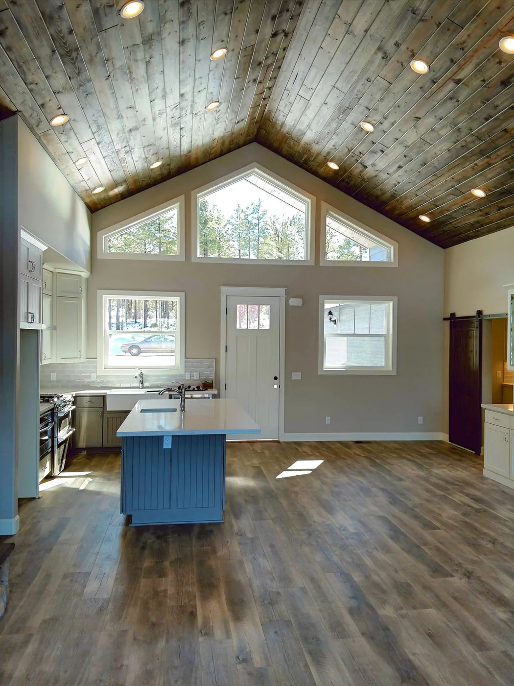 Vaulted residential interior completed by RN Construction